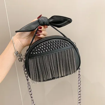 

Luxury Handbags Women Bags Designer Clutch Bags for Girls Bow Chains Women Messenger Bag Rivet Tassel Crossbody Bags for Women