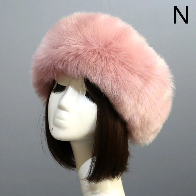 Women Faux Fur Cap Fashion Casual Solid Winter Warm Comfortable Female Short Plush Hairband Empty Top Hat Outdoor Ski Hats mens fur bomber hat