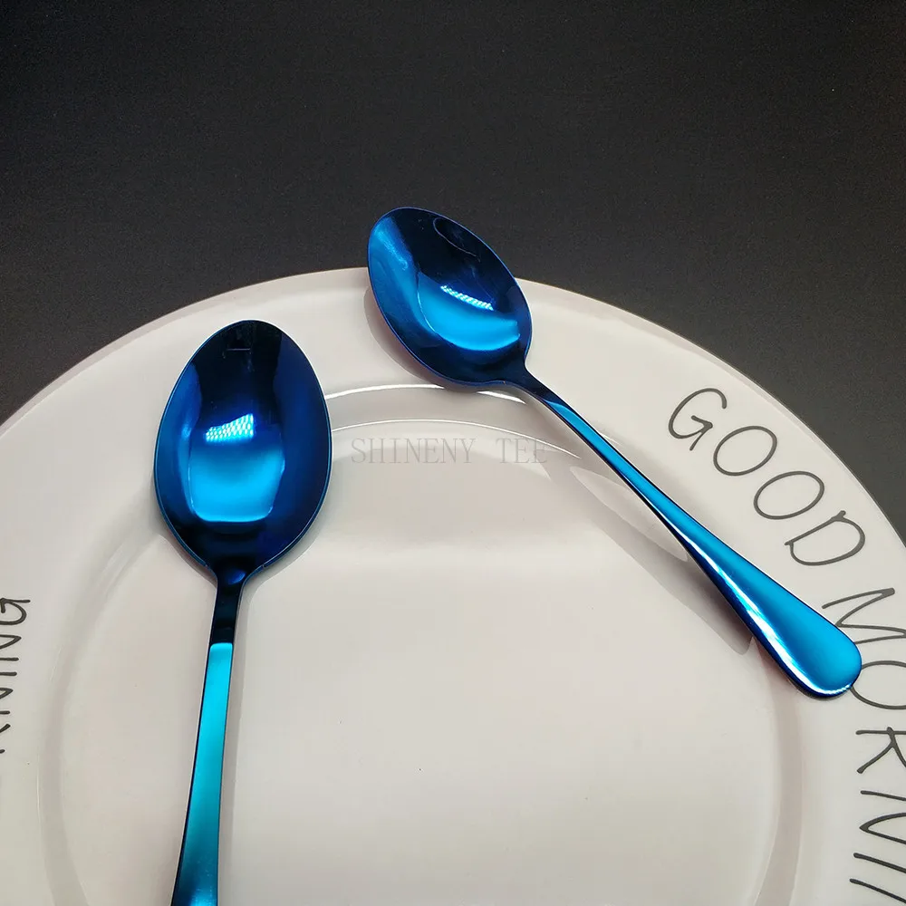 QL Лидер продаж 4 шт. синий столовая посуда кухонный нож из нержавеющей стали вилка столовая ложка посуда набор столовых приборов Прямая