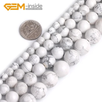 

Natural White Howlite Stone Round Semi Precious Big Hole Beads for Jewelry Making 15" Strand 6mm 8mm 10mm 12mm Beads Wholesale