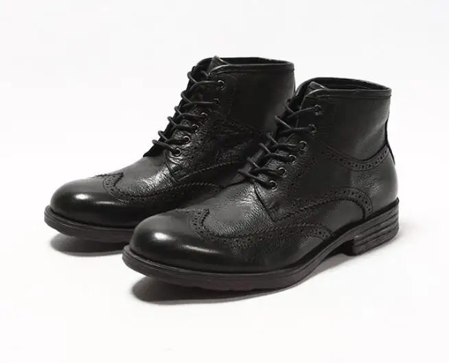 Модные мужские ботильоны из воловьей кожи на шнуровке 2 цвета модельные туфли