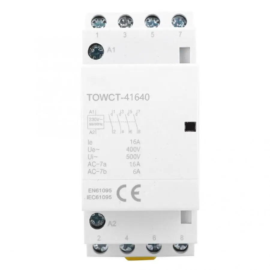 AC контактор для дома модуль 4P 16A 230/240V 4NO 35mm DIN установленный автоматический контактор