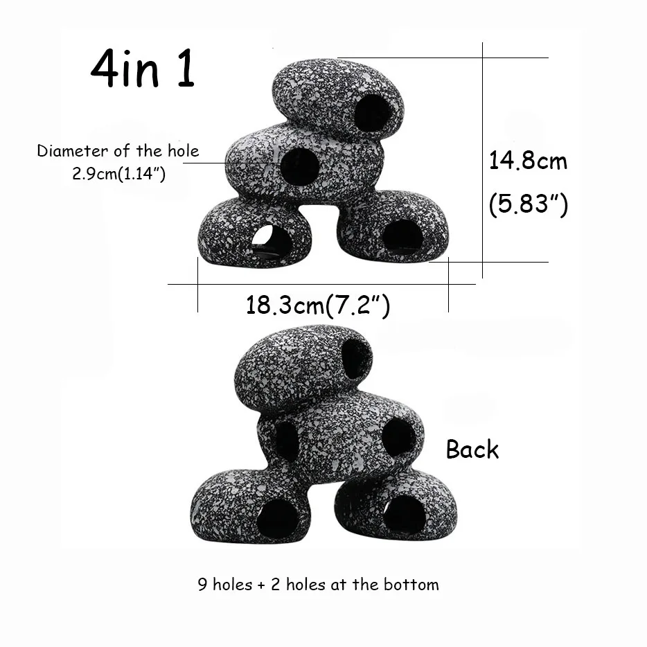 Рыба и домик для креветок разведение Танк цихлиды эксклюзивный камень карликовый цихлид дом укрытие аквариум ландшафтное украшение - Цвет: 4 in 1