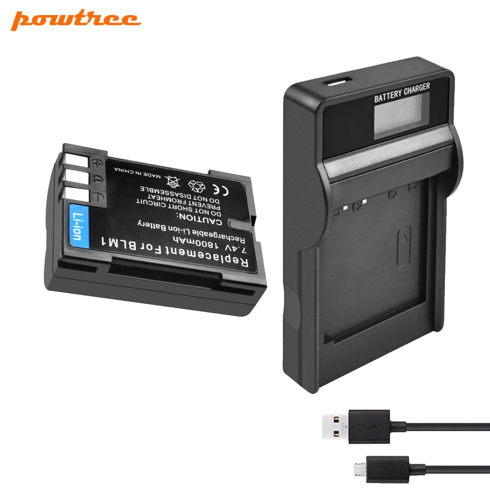 Powtree BLM-1 Li-Ion Батарея 7,2 V 1800 мА/ч+, ЖК-дисплей Батарея Зарядное устройство с светодиодный для цифровой камеры OLYMPUS BLM1 BLM-1 гранж пуловер высокого качества 1 E-3 E-500 E-30 E-510 E-330