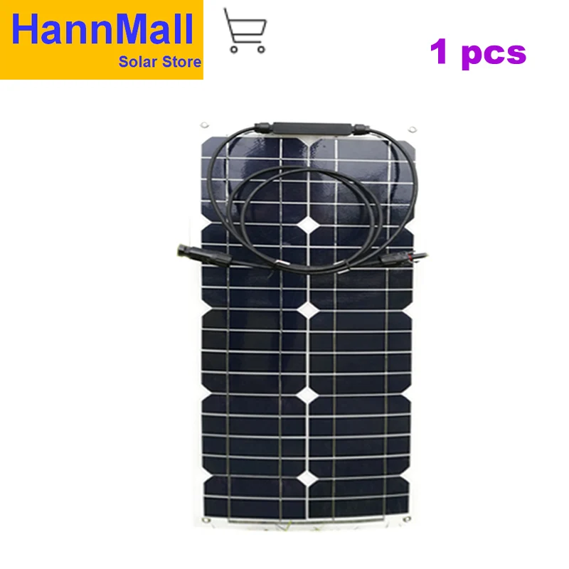 

HannMall Flexible Solar Panel Plate 12V 25W Solar Charger for Car Battery Charging 18V Monocrystalline Cell Module For House