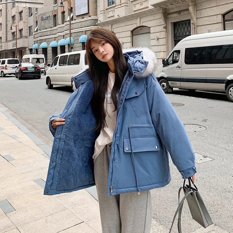 PROD 1005003441572381 Ismen Winter Jacket Women Fur Liner Hooded Short
Parkas Warm Slim Winter Coat Women Puffer Jacket Cotton Padded Outwear