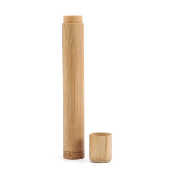 

2019 Natural Bamboo Toothbrush Box Travel Hiking Camping Toothbrush Holder Box Plastic Cover Tube Protection Color Random