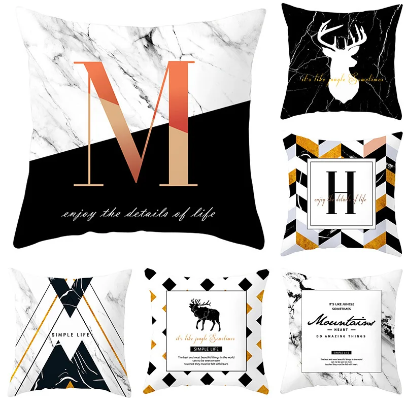 

Marble Geometric Sofa Decorative Cushion Cover Pillow Pillowcase Polyester 45*45CM Throw Pillow Home Decor Pillowcove