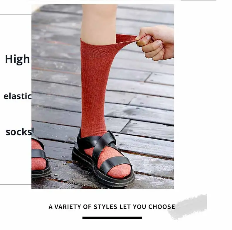 3 шт./лот, модные длинные носки для девочек и женщин, осенние стильные высокие носки, однотонные женские гольфы, воздухопроницаемые чулки