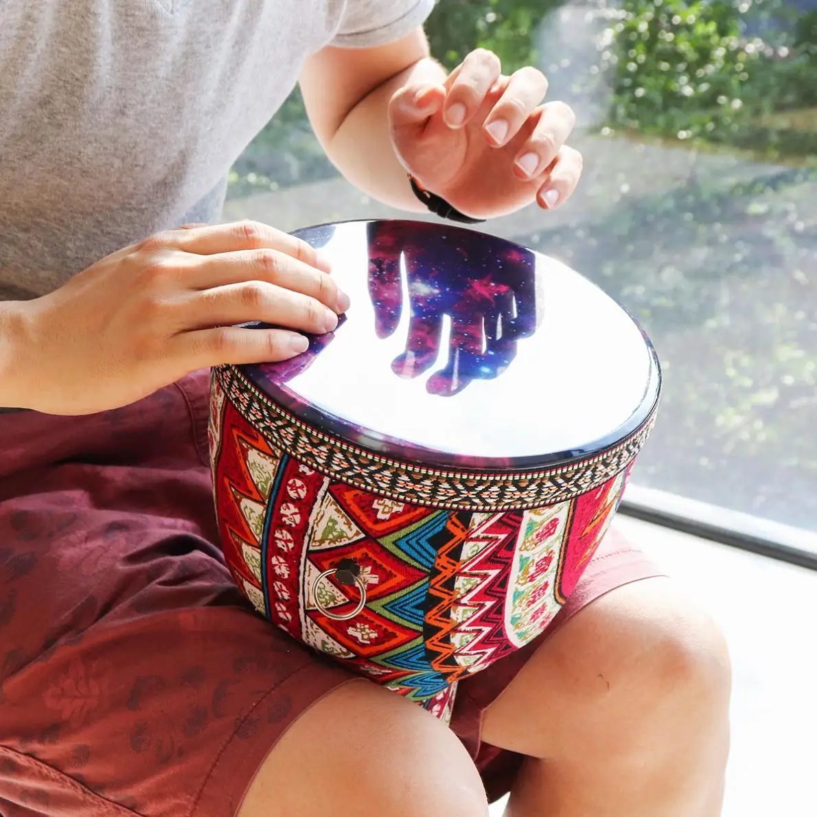 8 дюймов Африканский Djembe барабан красочные ткани искусство ABS баррель ПВХ звездное небо кожи детей ручной барабан Djembe барабаны