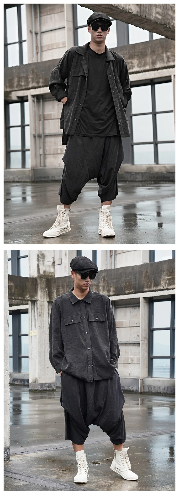 aladdin pants Men's dark new hairstylist personality out of gear pants hip-hop street casual loose - fitting Harlem pants cotton harem pants