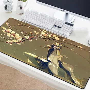 

Yuzuoan Starry Night Peach Floral Knit Fabric Precision Lock-edge Mouse Pad Game Computer Notebook Pad Office Decoration Pad