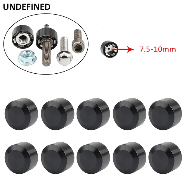 10pcs Head Bolt Cover For Harley Twin Cam Dyna Softail Touring FLH Chrome Schrauben Motor Topper Screw Caps Motorcycle Aluminum Black 7.5-10mm