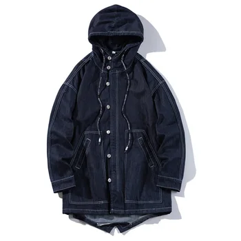 

Spring and autumn new denim jacket men's fashion hooded Slim casual cotton solid color jacket large size 5XL men's clothing