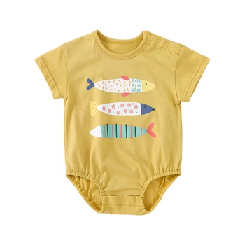 

Pureborn Newborn Baby Bodysuit Short Sleeve Baby Boy Onesies Breathable Cotton Summer Baby Clothes Beach Holiday Baby Bodysuit