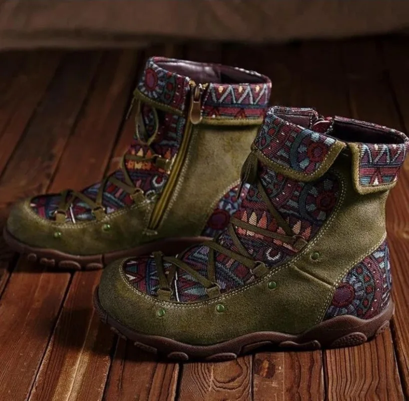 Retro Bohemian Women's Winter Ankle Boots With Zip 5