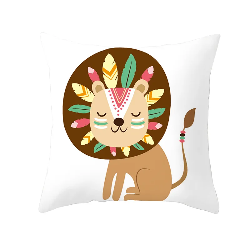 Cute Cartoon Woodland Animals Cushion Cover 45x45 Baby Home Decor Throw Pillow Case Panda Deer Kids Room Print Sofa Pillow Cover 