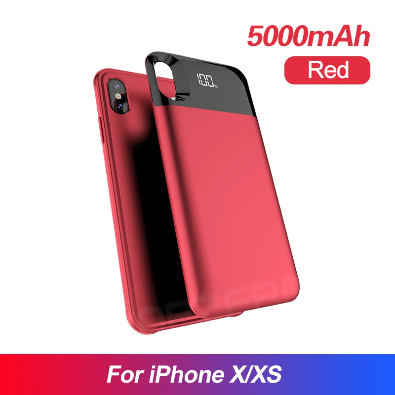 5500 мАч чехол для батареи для iPhone X XS XR XS MAX портативный светодиодный внешний аккумулятор с разъемным магнитным внешним аккумулятором чехол - Цвет: Red for iX XS