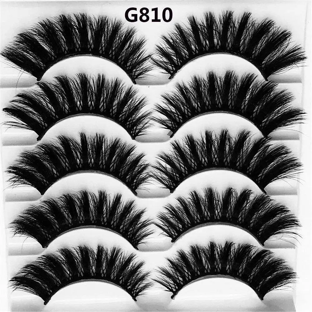 Eyelash variety selection 5 pairs of 3D mink hair false eyelashes thick small beam eyelashes natural cross - Цвет: G810