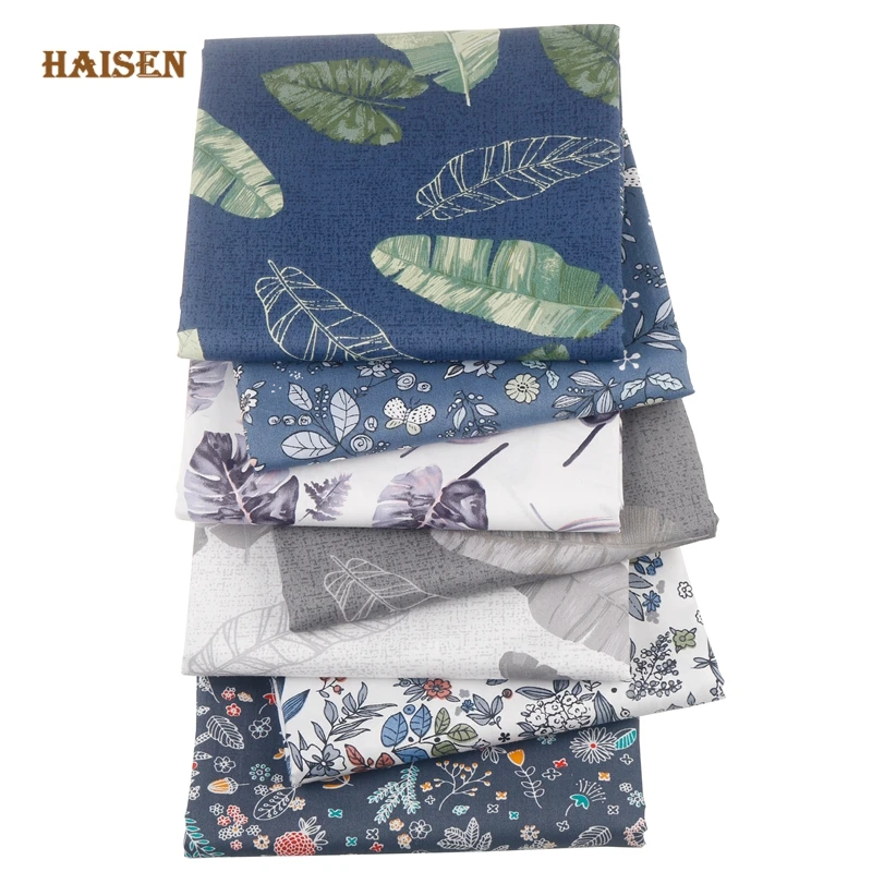 

7pcs/lot,New Green Leaves Series Printed Twill Cotton Fabric Patchwork Twill Cloth DIY Sewing&Quilting Doll Crafts Set Material