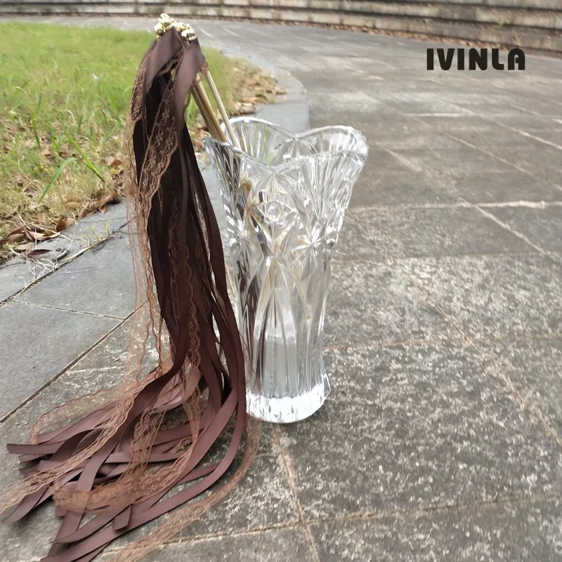 

Кружевные свадебные палочки 50 шт./лот с золотым колокольчиком для свадебного украшения