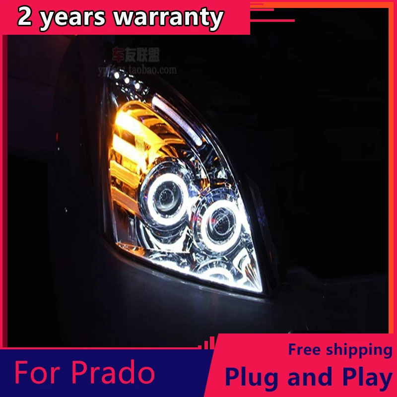 

Автомобильный Стайлинг фара чехол для Toyota Prado 2003-2009 светодиодный головной светильник s DRL Дневной светильник Би-ксеноновых фар, Высокопрочная конструкция аксессуары