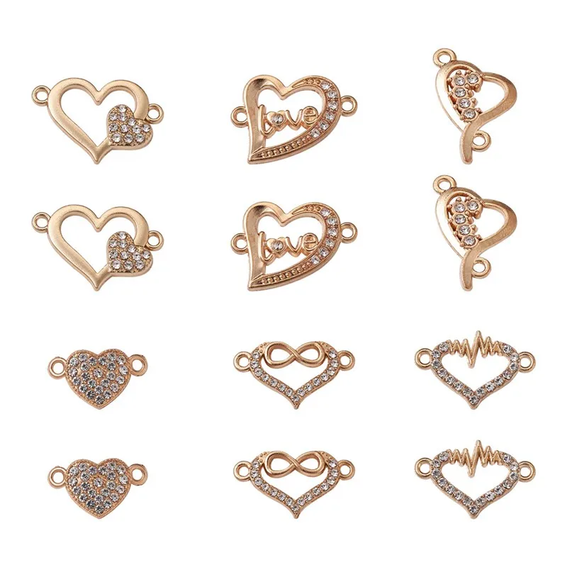 

Pandahall Heart 36pcs Alloy Rhinestone Links Connectors for Jewelry Making DIY Bracelet Necklace Supplies Finding