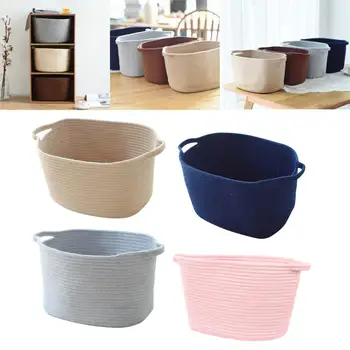 

SOLID COLOR COTTON ROPE WOVEN STORAGE BASKET KIDS TOYS ORGANIZER 46x30x30cm