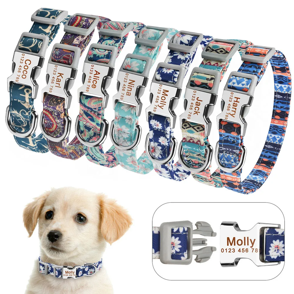 

AiruiDog Small Large Personalized Dog Collar Custom Engraved Name ID Tag Boy Girl Dogs Unisex Dog Collar