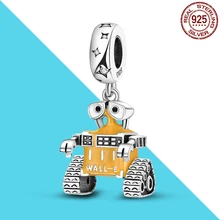 Wali Robot Dangle Charms Color plateado Fit Original Pandora pulsera Diy joyería regalo para niños amigos