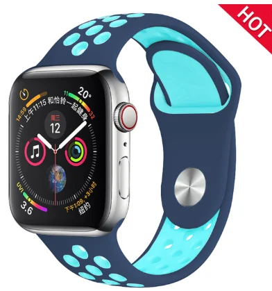 Band for Apple Watch 5 4 3 2 1 42MM 38MM soft Breathable strap Silicone Sports bands for Nike+ Iwatch series 5 4 3 40mm 44mm - Цвет ремешка: 23