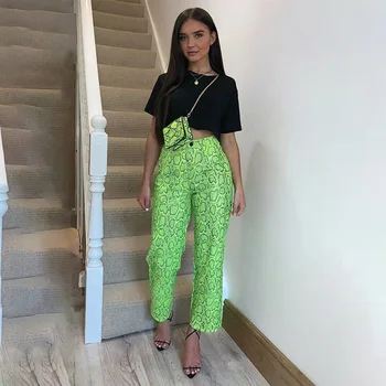 

Women's new Snake Print loose fluorescent casual pants