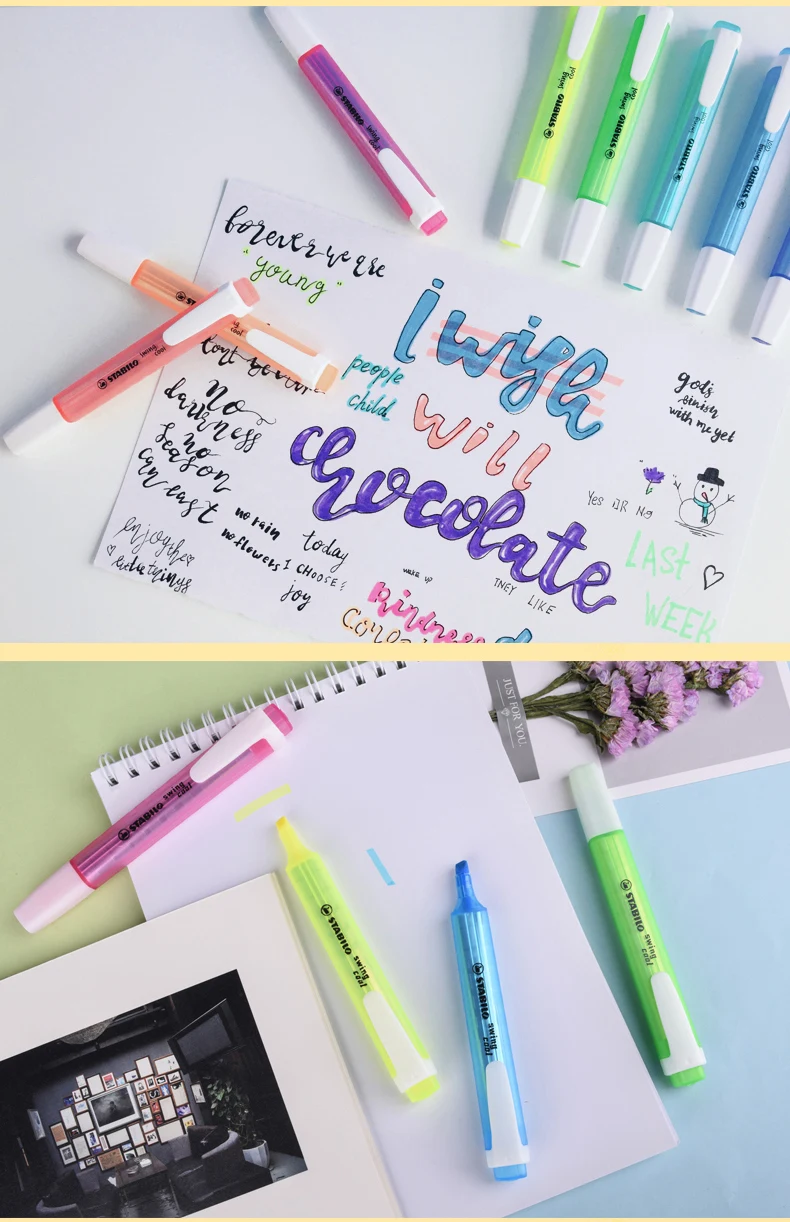 Stabilo Swing Cool Highlighter Pen Permanent Subrayadores Color Pastel  Markers Journal Supplies Fosforlu Kalem Stationery - AliExpress