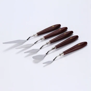 

5PCS Mixed Palette Knife Painting Stainless Steel Scraper Spatula Art Supplies for Artist Canvas Oil Paint Color