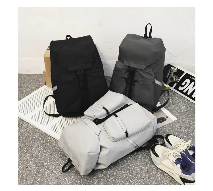 Модный рюкзак большой вместимости, ткань Оксфорд, унисекс, тренд, дорожная сумка, Молодежный студенческий, Мужской и Женский, уличный крутой рюкзак серого цвета