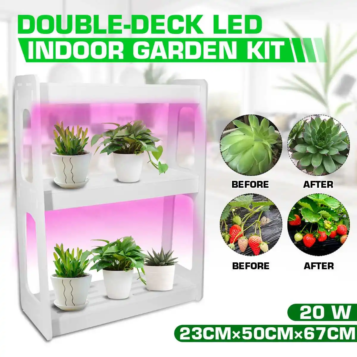 

US/EU 20W LED Full Spectrum High Efficiency Grow Lighting System Flowerpot Plant Shelf With Plant Lights Indoor Flower Rack