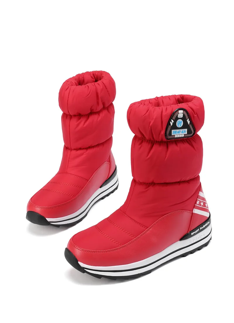 FEDONAS новые Для женщин обувь на плоской подошве, платформы Теплые зимние ботинки качественные водонепроницаемая обувь женские ботильоны высокого Ботинки до середины икры - Цвет: Красный