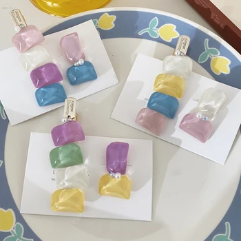 

AOMU 1SET Korea Fashion Hit Color Water Ripple Resin Hairpins 2020 Candy Color Geometric Irregular Hair Clips Hair Accessories