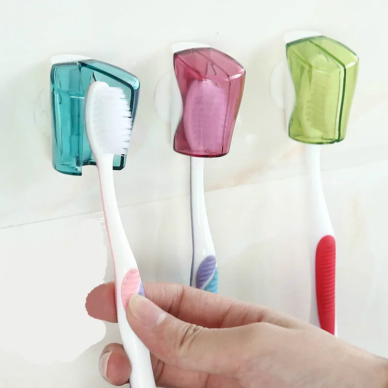 3PCS/Set Creative Suction Cup Toothbrush Holder Box Women Men Travel Dust-proof Plastic Cover Storage Bags | Дом и сад