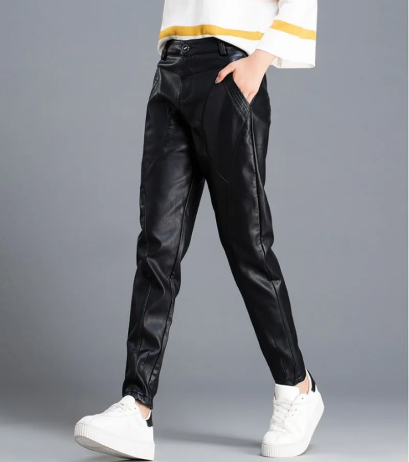 Leather Pants Women Autumn and Winter New Korean Version of Casual Pants Women Loose Harun Pu Pants