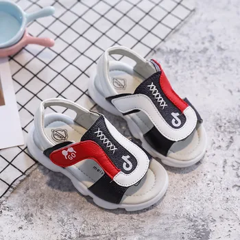 

2020 Baby Kids Leather Sandals Summer Children Beach Sandals Boys Shoes Pvc Flat Soft Non-slip Casual Toddler Sandals 1-5 Years