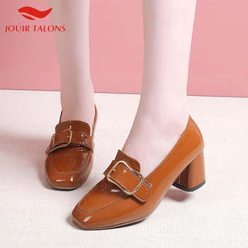 

JOUIR TALONS Retro Chunky Heels Square To Slip On Office Lady Pumps Woman Shoes Women