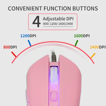 

Cute Rabbit USB Mouse LED Backlight 2400DPI Wired Mouse for PC Laptop Notebook