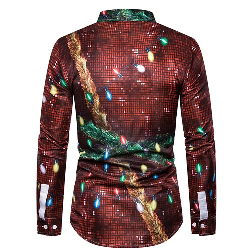 KLV мужские рубашки из двух частей, повседневная Рождественская рубашка со снежинками, топ, блузка, модная комбинированная рубашка, Рождественская одежда