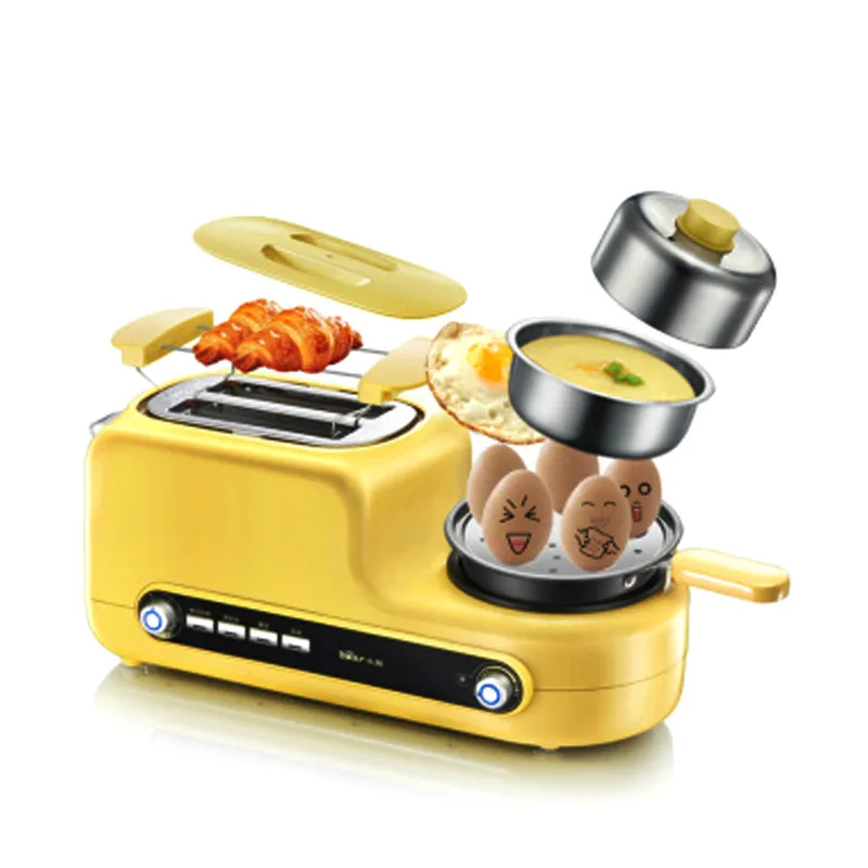 

Automatic 3 In1 Breakfast Maker Toasters FryingPan Porridge Cooking EggBoiler 6Gear Adjustment with Stainless Steel Bowl