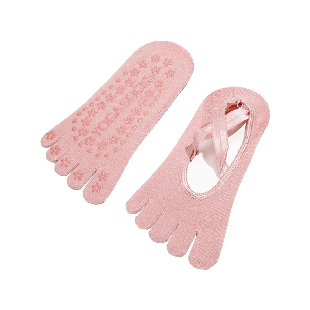 Pink Женские носки для йоги, противоскользящие носки с пятью пальцами для танцев, балета, спортзала, фитнеса, пилатеса, хлопковые Дышащие носки, забавные носки для спорта 4 - Цвет: Pink