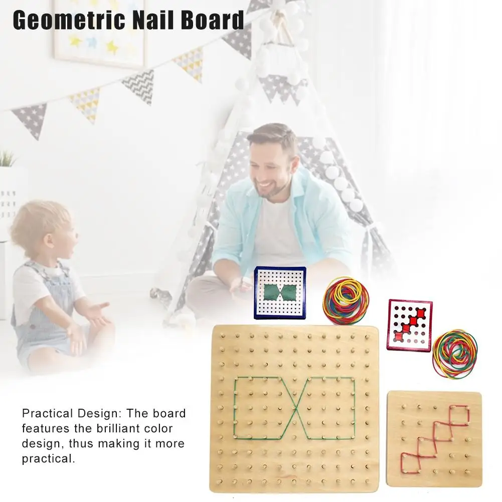 

Geometric Nail Board Early Learning Boards Graphics Educational Toy Wooden Geometry Nail Strip Card Toys For Kids Children
