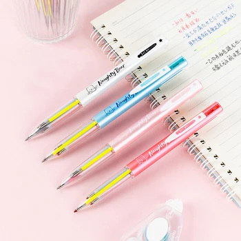 

Cute bear four-color ballpoint pen creative multicolor press ball pen multi-function color marker pen kawaii supplies