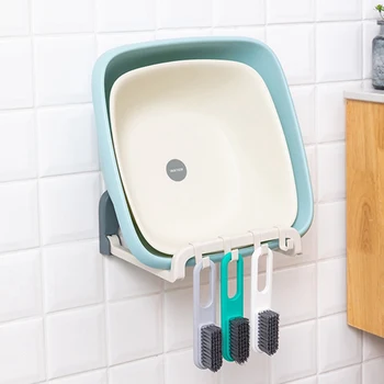 

Creative Wall-mounted Storage Rack Washbasin Rack Foldable Hook Storage Box Shelf Rack Space Saving Kitchen Cover Rack