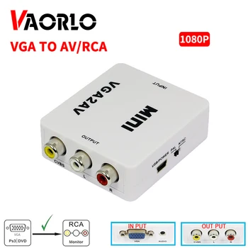 

VAORLO VGA to AV Mini Converter Scaler Adapter Support 1080P VGA2AV Converter PC to TV HD Computer to TV